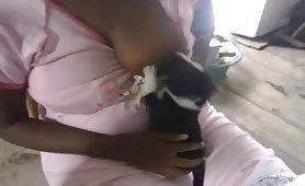 breastfeeding hungry puppy