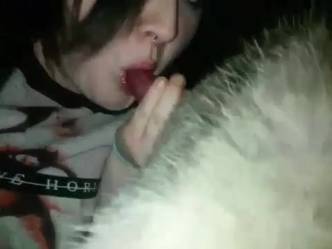 teen emo goth chick sucking her dogs cock PornSocket Videos  