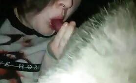teen emo goth chick sucking her dogs cock - PornSocket