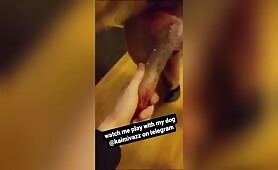 new girl clip jerking her dog